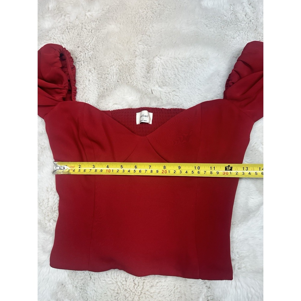Wilfred Women's Novella Blouse Small Red Sweetheart Neck Smock Puff Sleeve - Picture 14 of 16